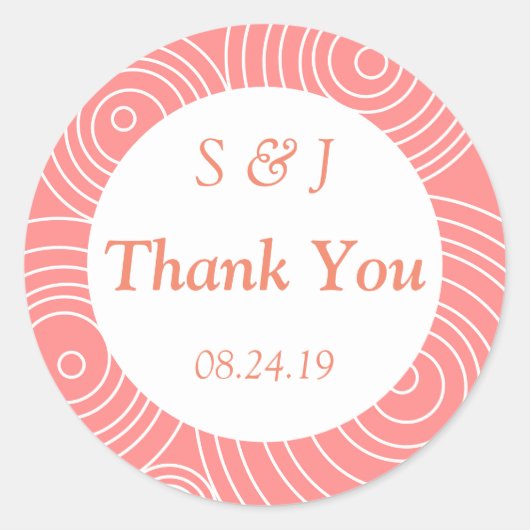 Modern Peach Vielen Dank Runder Aufkleber (Vorderseite)
