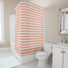 Modern Peach & White Striped Shower Curtain  Duschvorhang