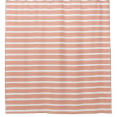 Modern Peach & White Striped Shower Curtain Duschvorhang (Vorderseite)