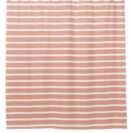 Modern Peach & White Striped Shower Curtain  Duschvorhang (Vorderseite)