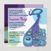 Modern Peacock Bar Bat Mitzvah Einladung (Vorne/Hinten)