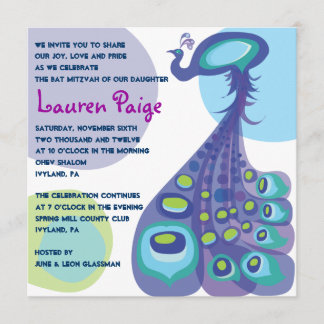 Modern Peacock Bar Bat Mitzvah Einladung