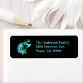 Modern Peacock Black Custom Address Label (Insitu)