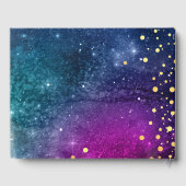 Modern Peacock Blue Gold Wasserfarbenhochzeit Gästebuch (Rückseite)