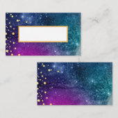 Modern Peacock Blue Gold Wasserfarbenhochzeit Platzkarte (Vorne/Hinten)