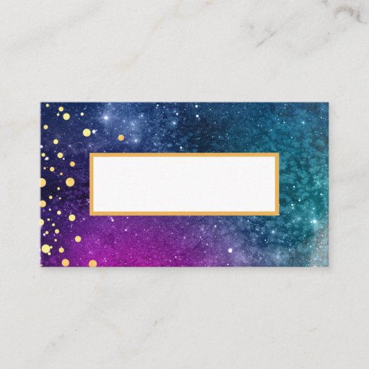 Modern Peacock Blue Gold Wasserfarbenhochzeit Platzkarte (Vorderseite)