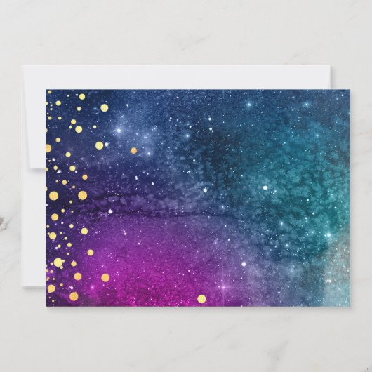 Modern Peacock Blue Gold Wasserfarbenhochzeit Save The Date (Rückseite)