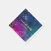 Modern Peacock Blue Gold Wasserfarbenhochzeit Serviette (Ecke)