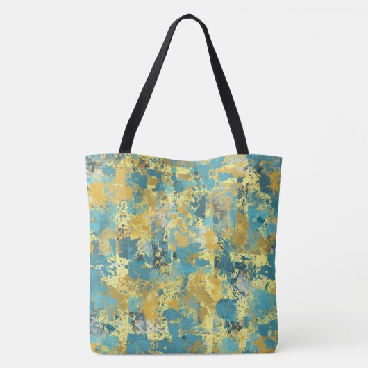 Modern Peacock Blue Pattern Tote Bag Tasche (Rückseite)