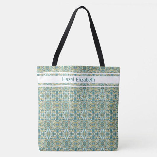 Modern Peacock Blue Pattern Tote Bag Tasche (Vorderseite)