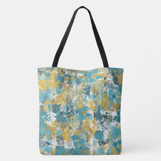 Modern Peacock Blue Pattern Tote Bag Tasche (Rückseite)