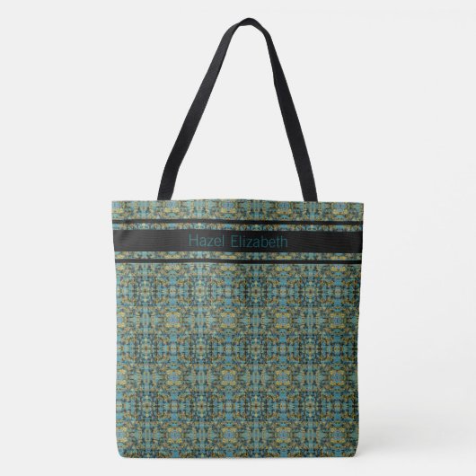 Modern Peacock Blue Pattern Tote Bag Tasche (Vorderseite)