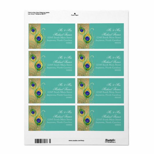 Modern Peacock Feather Fälschung Jewel Scroll Turq (Vorne)