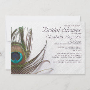 Modern Peacock Feathers Bridal Shower Invitations Einladung