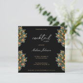 Modern Peacock Feathers Cocktail Party Einladung (Stehend Vorderseite)