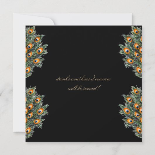 Modern Peacock Feathers Cocktail Party Einladung (Rückseite)