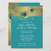 Modern Peacock Feathers Falsch Jewel Bridal Shower Einladung (Vorne/Hinten)