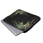 Modern Peacock Feathers Gold Swirl Name Laptopschutzhülle (Vorne Knopf)