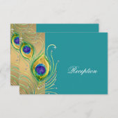 Modern Peacock Feathers Imitate Jewel Scroll Swirl Begleitkarte (Vorne/Hinten)