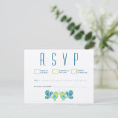 Modern Peacock Love Birds Wedding RSVP Cards Karte (Stehend Vorderseite)