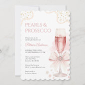 Modern Pearls & Prosecco Bridal Shower Invitation Einladung (Vorderseite)