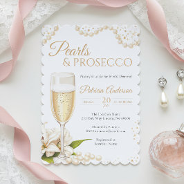 Modern Pearls & Prosecco Bridal Shower Invitation Einladung