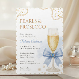 Modern Pearls & Prosecco Bridal Shower Invitation Einladung