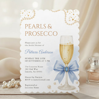Modern Pearls & Prosecco Bridal Shower Invitation Einladung