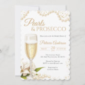 Modern Pearls & Prosecco Bridal Shower Invitation Einladung (Vorderseite)