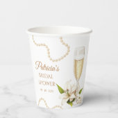 Modern Pearls & Prosecco Bridal Shower Paper cup Pappbecher (Rückseite)