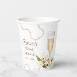 Modern Pearls & Prosecco Bridal Shower Paper cup Pappbecher