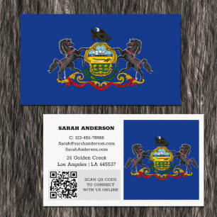 Modern Pennsylvania Business Card, Flag / USA Visitenkarte