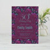 Modern Peonies Accent Girl’S Birthday Einladung (Stehend Vorderseite)