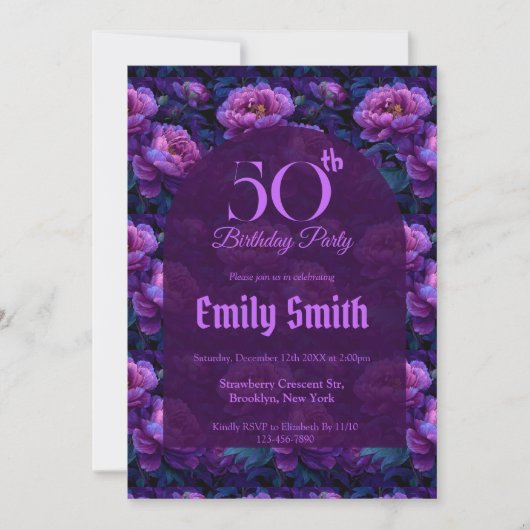 Modern Peonies Luxury Custom Birthday Einladung (Vorderseite)