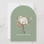 Modern Peony & Hydrangea Grüne Hochzeit Einladung (Rückseite)