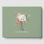 Modern Peony & Hydrangea Grüne Hochzeit Gästebuch (Rückseite)