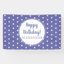 Modern Periwinkle Polka Dots Happy Birthday Banner