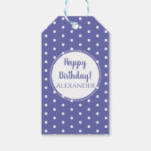 Modern Periwinkle Polka Dots Name Happy Birthday Geschenkanhänger (Rückseite)