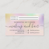 Modern perl nacre blush ombre holographic empfehlungskarte (Rückseite)