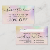 Modern perl nacre blush ombre holographic empfehlungskarte (Vorne/Hinten)