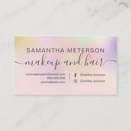 Modern perl nacre holographic ombre beruflich terminkarte (Rückseite)