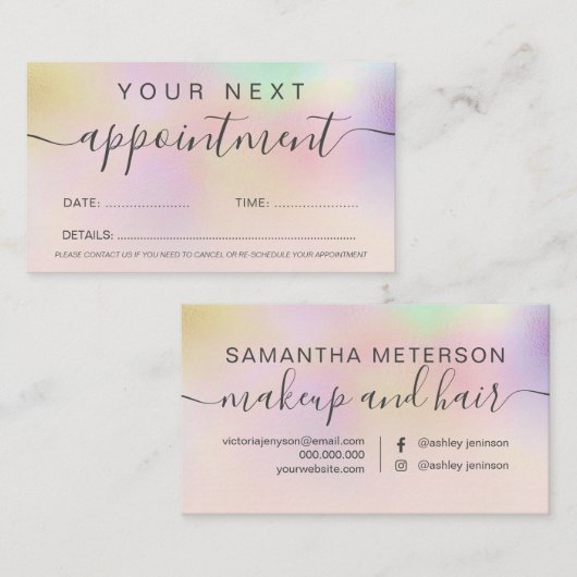 Modern perl nacre holographic ombre beruflich terminkarte (Vorne/Hinten)