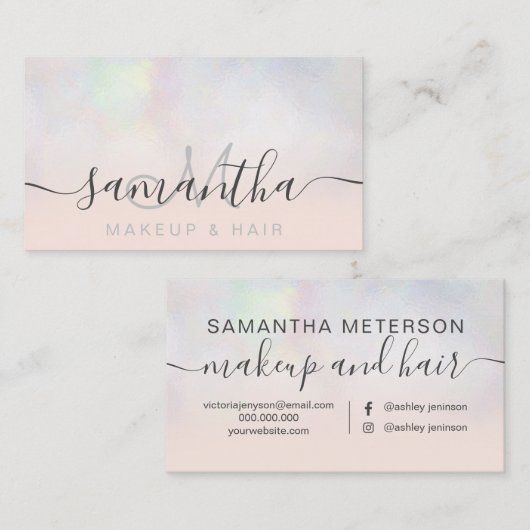 Modern perlnacre ombre blush-Make-up Haar Visitenkarte (Vorne/Hinten)