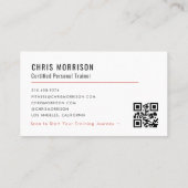 Modern Personal Trainer Fitness Photo QR Code Visitenkarte (Rückseite)