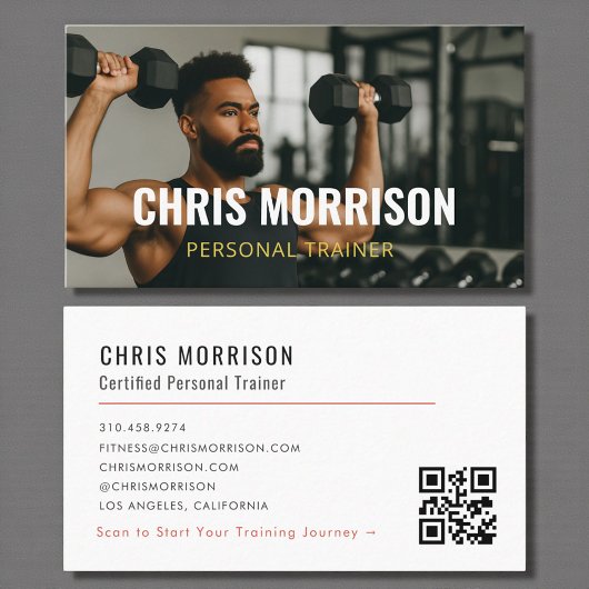 Modern Personal Trainer Fitness Photo QR Code Visitenkarte