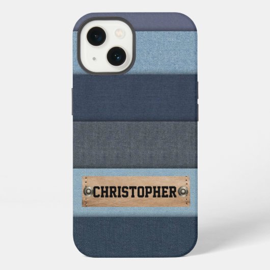 Modern Personalisierte Bezeichnung Denim iPhone Hülle (Rückseite)