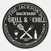 Modern personalisierte Pitmaster-Circle-Logos Runder Aufkleber (Vorderseite)