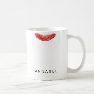 Modern personalisierte rote Lippenstift-Marke Kaffeetasse