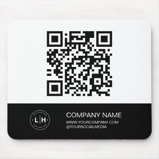 Modern Personalisierte Schwarzweiß-Logos Mousepad (Vorne)