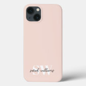 Modern Personalisierter Monogramm Name Rosa Case-Mate iPhone Hülle (Rückseite)